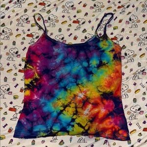 Multicolor Retro Tie-Dye Spaghetti Strap Tank Top